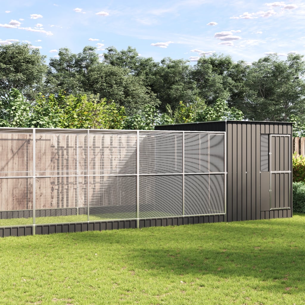 Aviary with Extension Silver 704x303x216 cm Steel - Charlotte Dunes