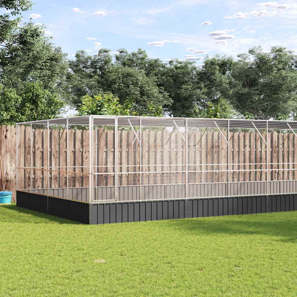 Aviary with Extension Silver 1246x414x212 cm Steel - Charlotte Dunes