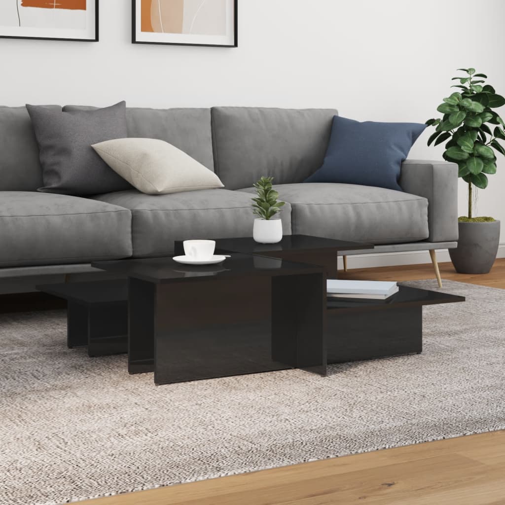 Coffee Tables 2 pcs High Gloss Black Engineered Wood - Tyrell & Tyrell