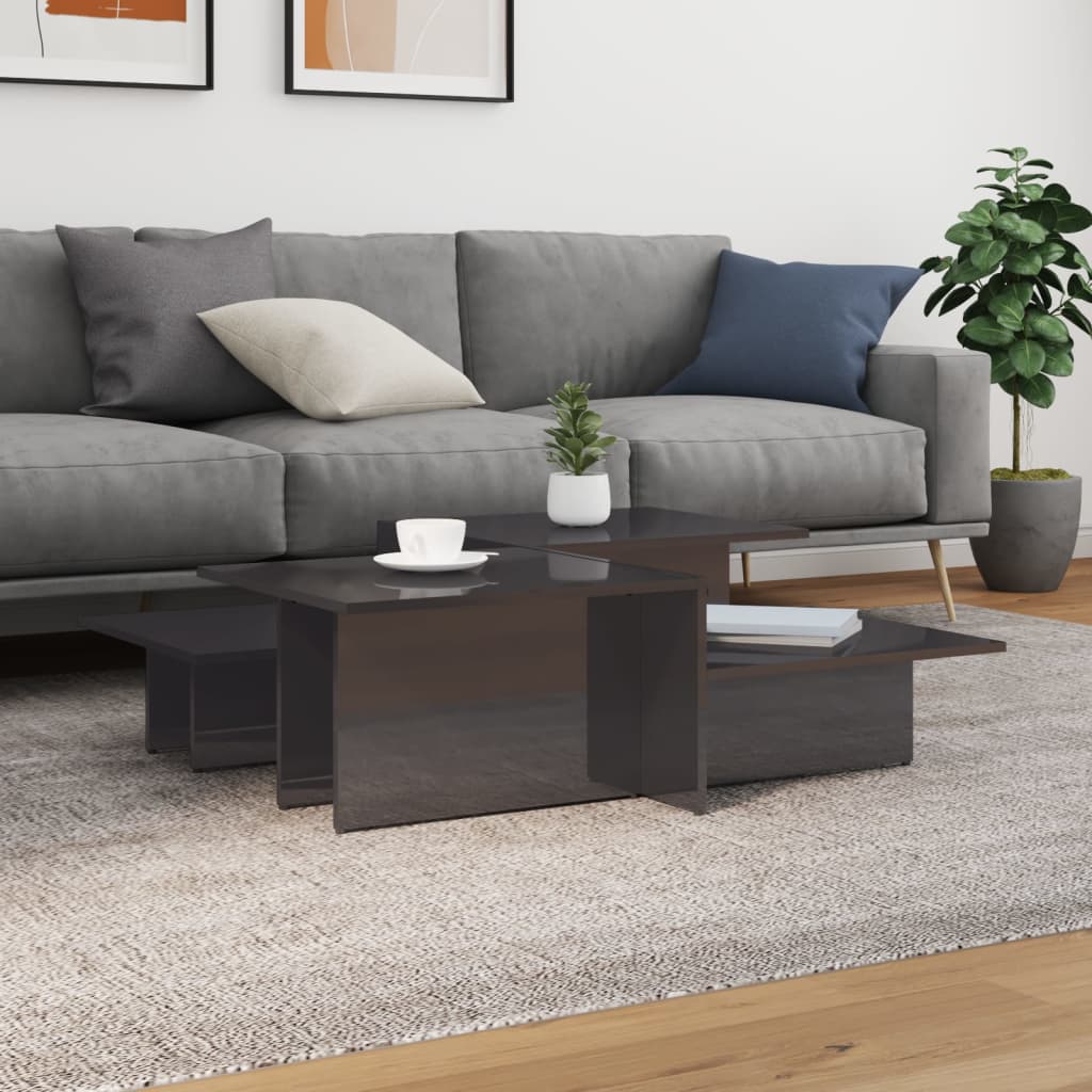 Coffee Tables 2 pcs High Gloss Grey Engineered Wood - Sid & Sam