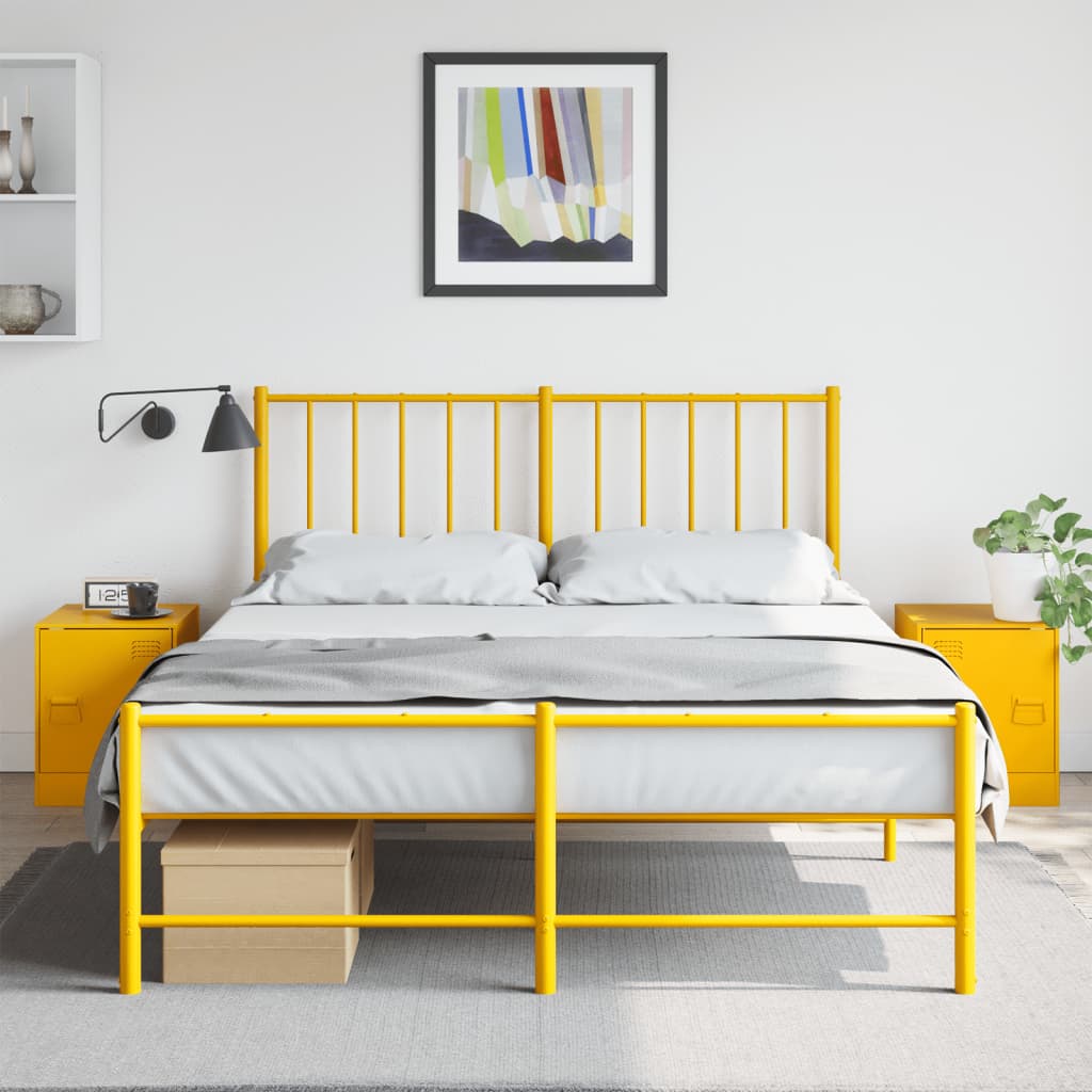 Bedside Cabinets 2 pcs Mustard Yellow 34.5x39x44 cm Steel - vid-841614 - Design Hut