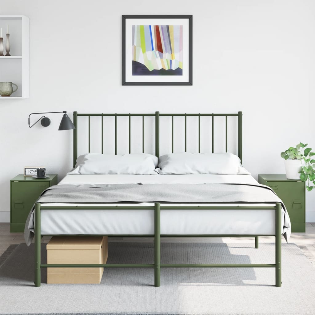 Bedside Cabinets 2 pcs Olive Green 34.5x39x44 cm Steel - vid-841616 - Design Hut