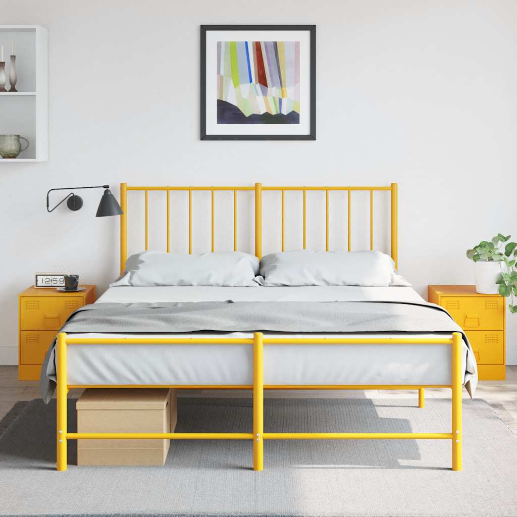 Bedside Cabinets 2 pcs Yellow 34.5x39x44 cm Steel - Design Hut