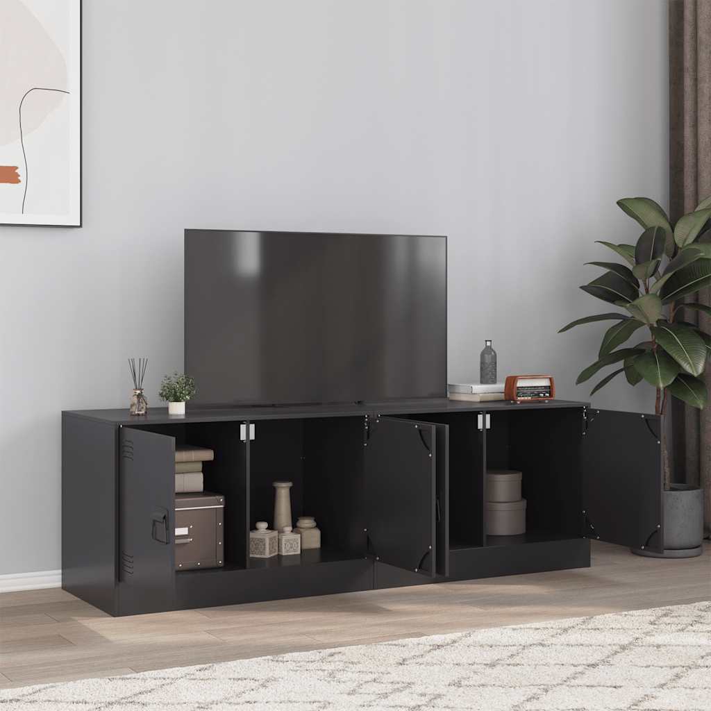 TV Cabinets 2pcs Black 67x39x44 cm Steel - vid-841632 - Design Hut