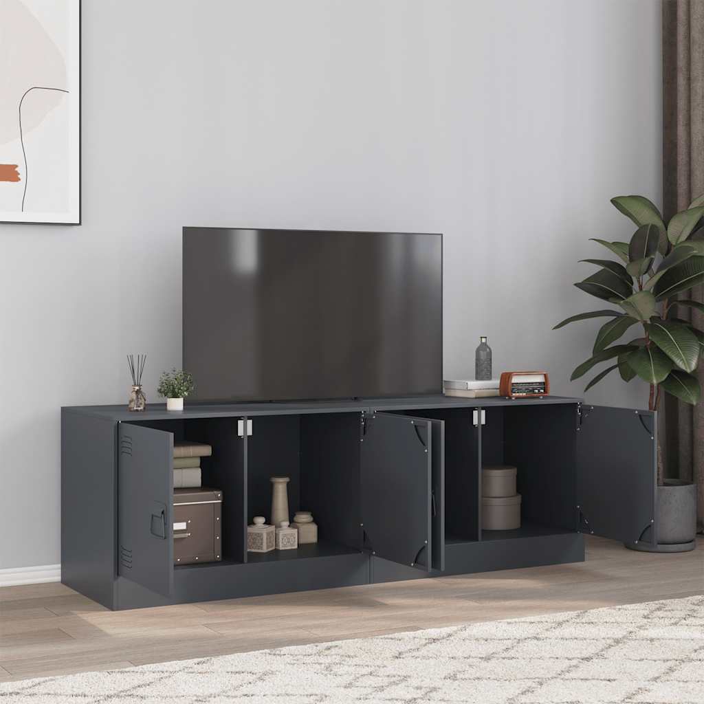 TV Cabinets 2 pcs Anthracite 67x39x44 cm Steel - vid-841636 - Design Hut