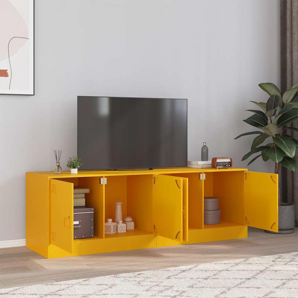 TV Cabinets 2 pcs Mustard Yellow 67x39x44 cm Steel - vid-841638 - Design Hut