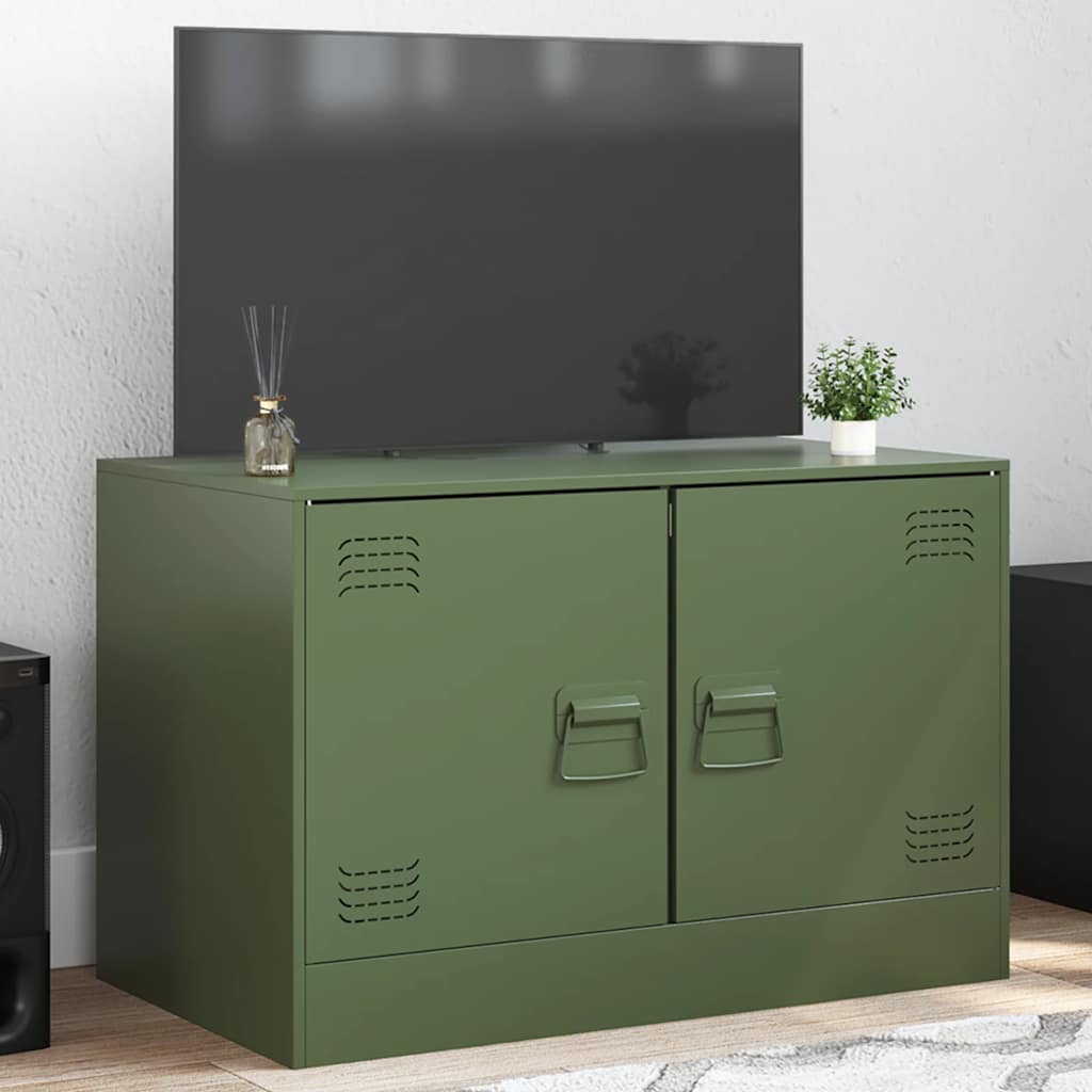 TV Cabinet Olive Green 67x39x44 cm Steel - vid-841639 - Design Hut