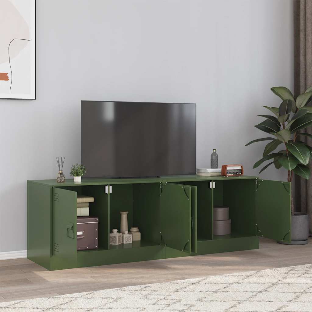 TV Cabinets 2 pcs Olive Green 67x39x44 cm Steel - vid-841640 - Design Hut