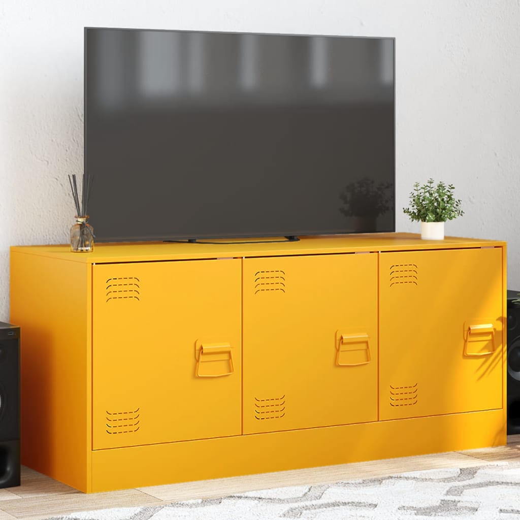 TV Cabinet Mustard Yellow 99x39x44 cm Steel - vid-841646 - Design Hut