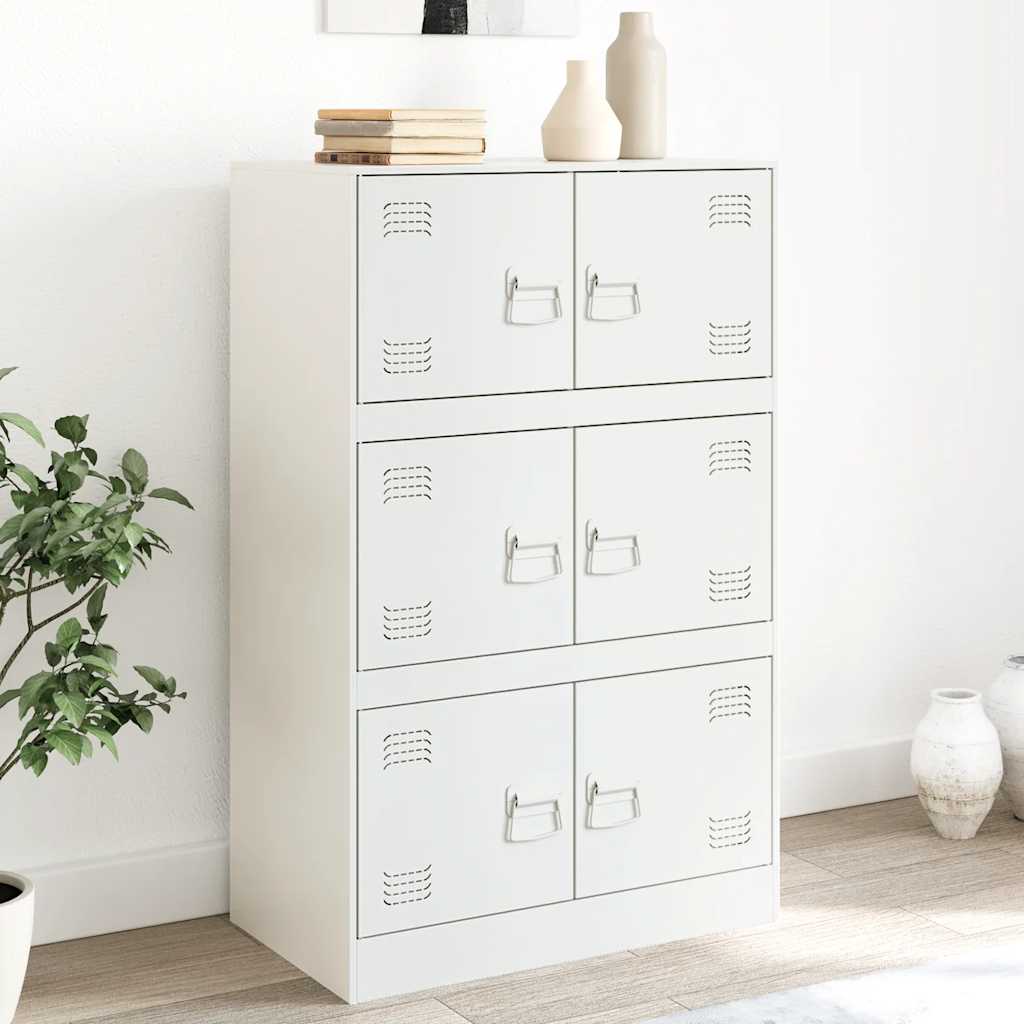 Sideboard White 67x39x107 cm Steel - vid-841660 - Charlotte Dunes