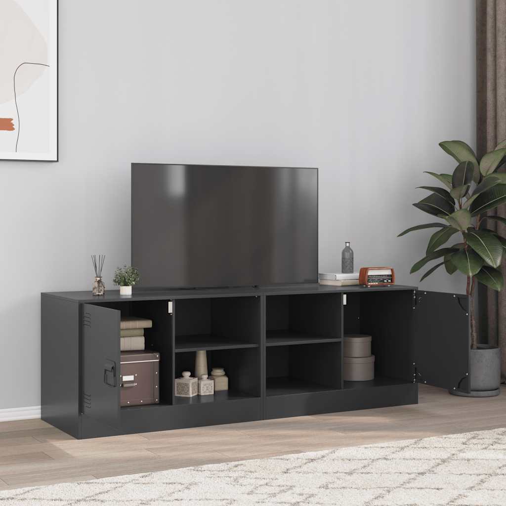 TV Cabinets 2 pcs Black 67x39x44 cm Steel - Design Hut