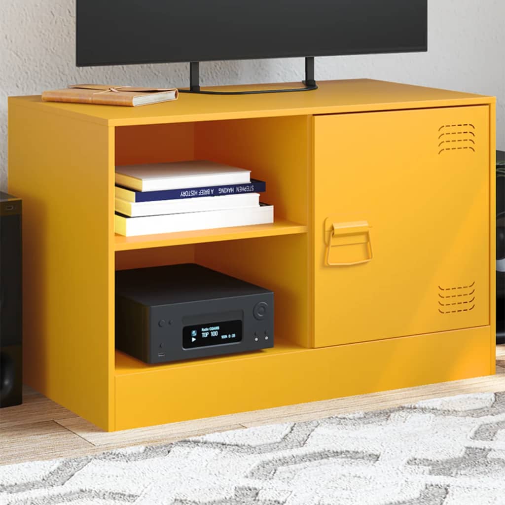 TV Cabinet Mustard Yellow 67x39x44 cm Steel - vid-841697 - Design Hut