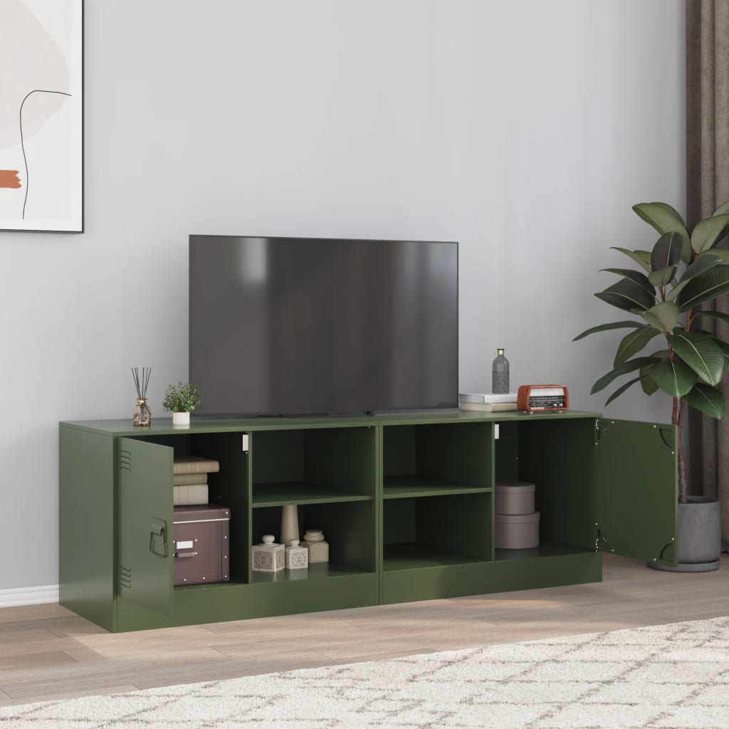 TV Cabinets 2 pcs Olive Green 67x39x44 cm Steel - vid-841700 - Design Hut