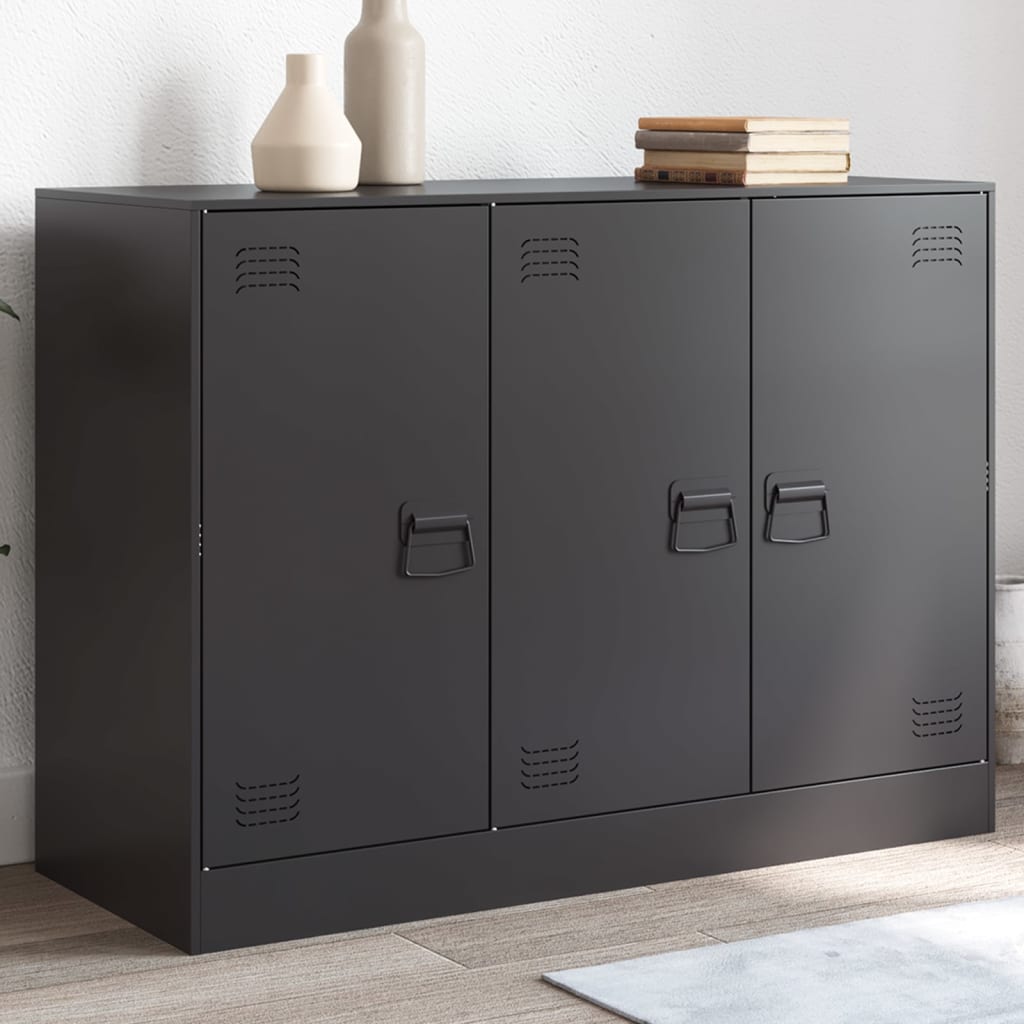 Sideboard Black 99x39x73 cm Steel - vid-841721 - Decor Base