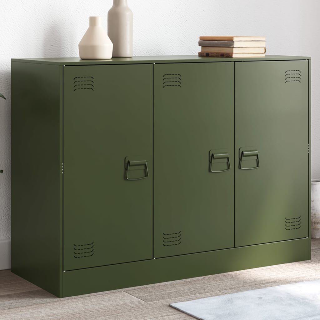 Sideboard Olive Green 99x39x73 cm Steel - vid-841725 - Decor Base