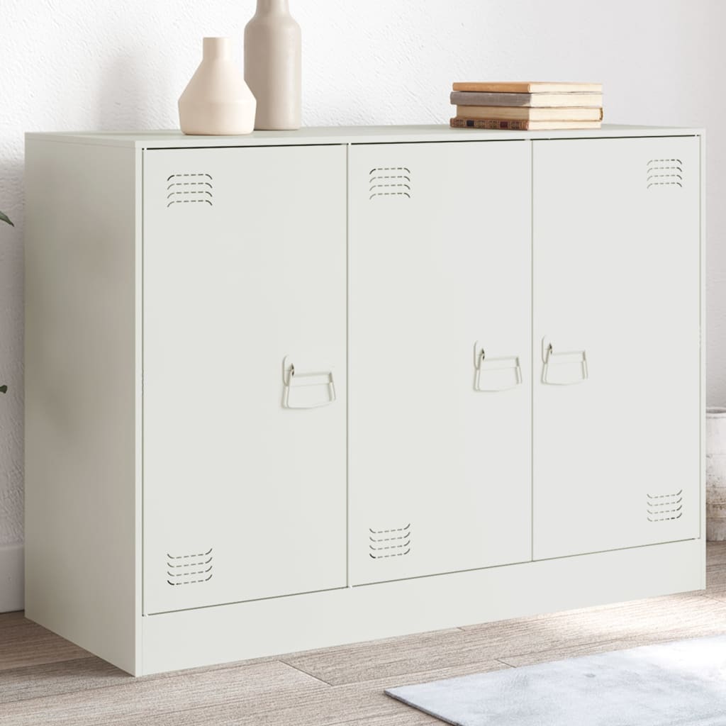 Sideboard White 99x39x73 cm Steel - vid-841726 - Decor Base