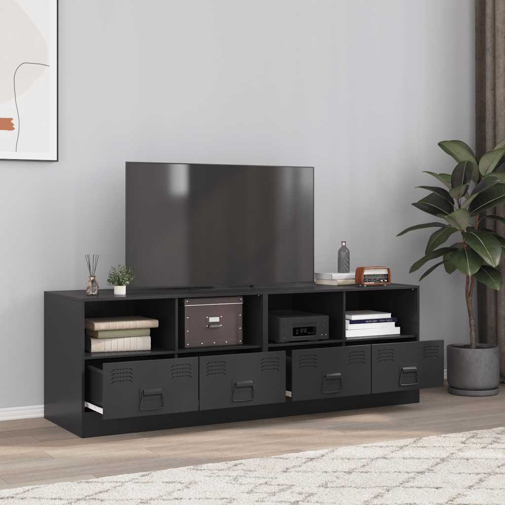 TV Cabinets 2pcs Black 67x39x44 cm Steel - vid-841740 - Design Hut