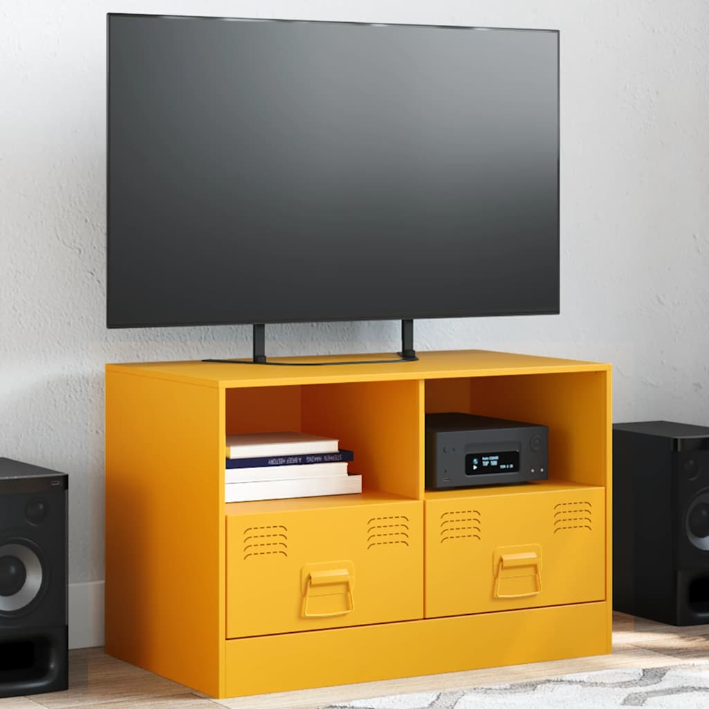 TV Cabinet Mustard Yellow 67x39x44 cm Steel - vid-841745 - Design Hut