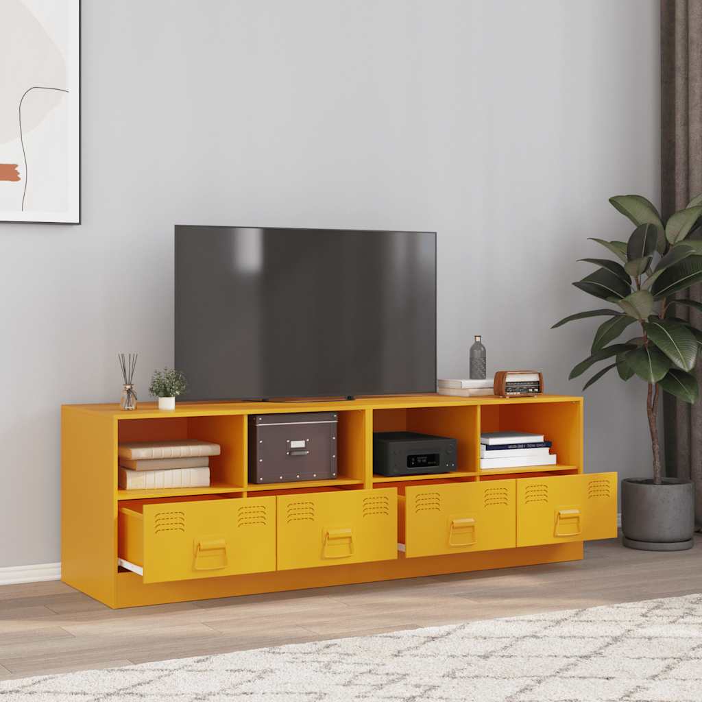 TV Cabinets 2 pcs Mustard Yellow 67x39x44 cm Steel - vid-841746 - Design Hut
