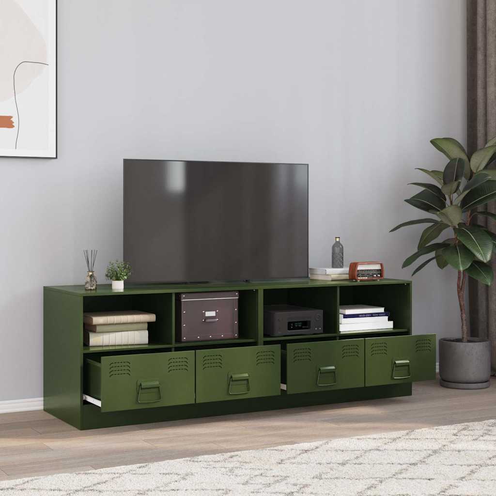 TV Cabinets 2 pcs Olive Green 67x39x44 cm Steel - vid-841748 - Design Hut