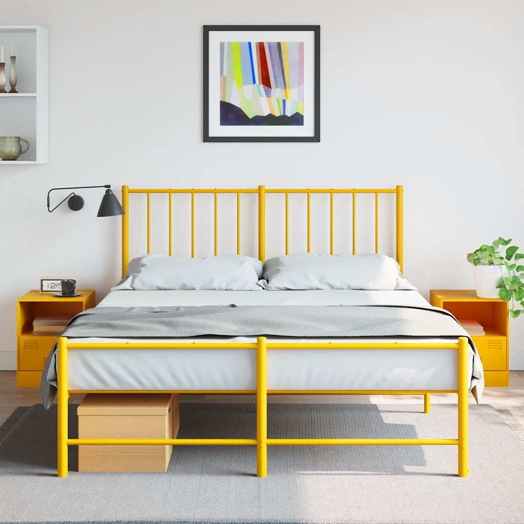 Bedside Cabinets 2 pcs Mustard Yellow 34.5x39x44 cm Steel - vid-841758 - Design Hut