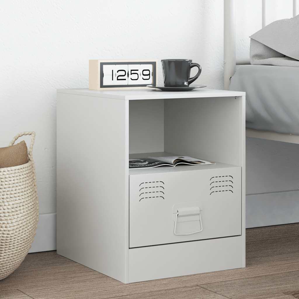 Bedside Cabinet White 34.5x39x44 cm Steel - Design Hut