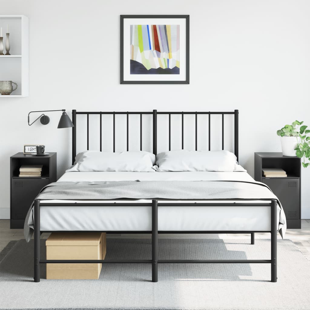 Bedside Cabinets 2pcs Black 34.5x39x62 cm Steel - vid-841764 - Discount Dealers