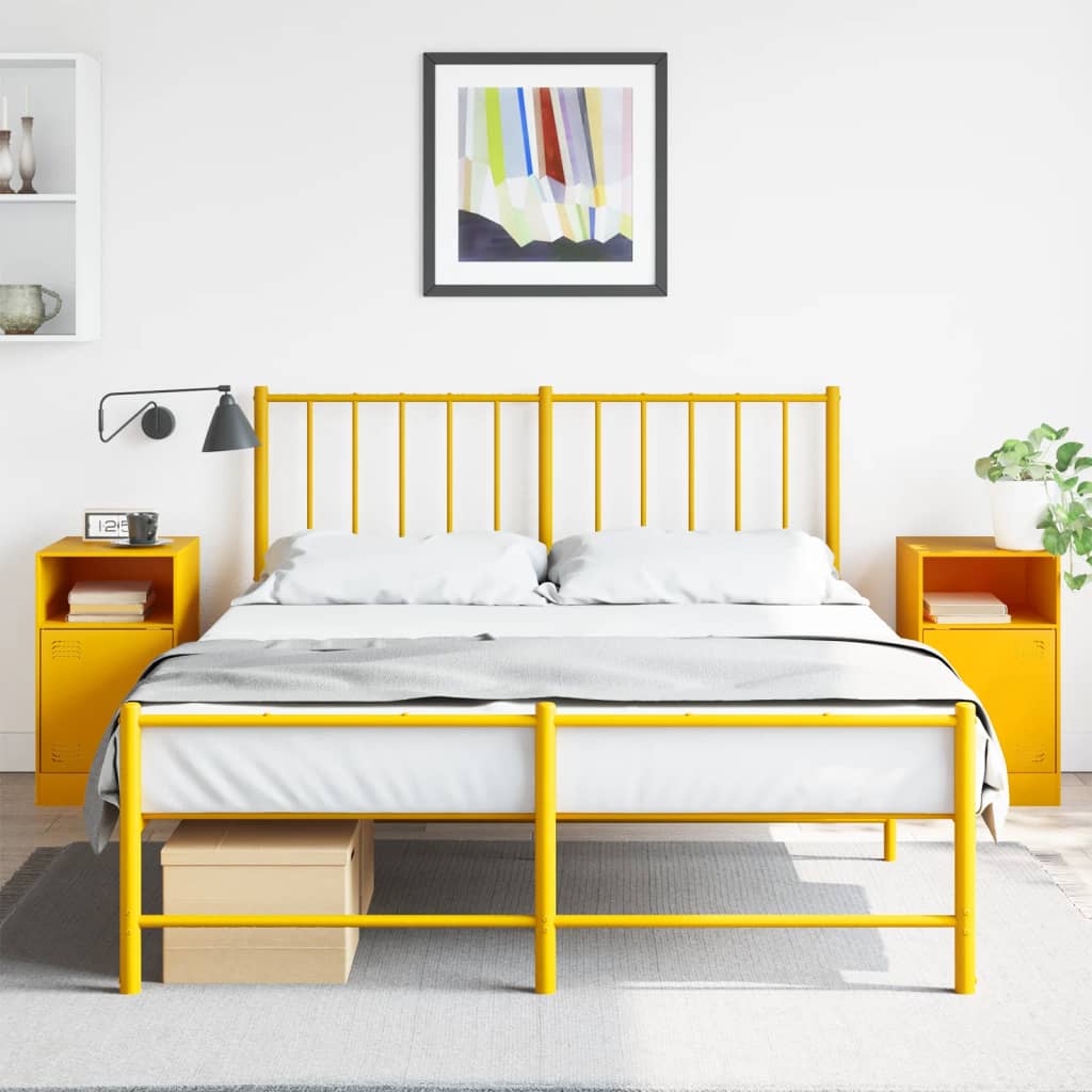 Bedside Cabinets 2 pcs Mustard Yellow 34.5x39x62 cm Steel - vid-841770 - Discount Dealers