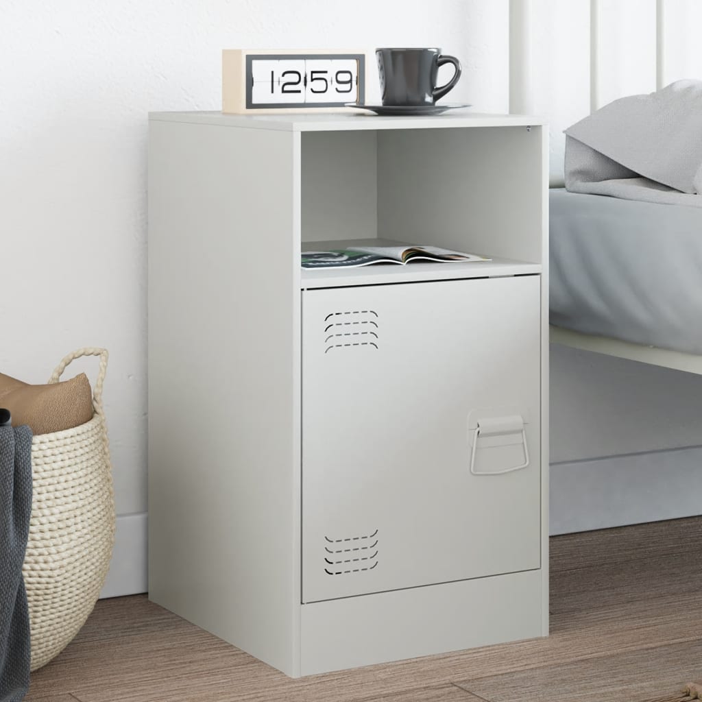 Bedside Cabinet White 34.5x39x62 cm Steel - Discount Dealers