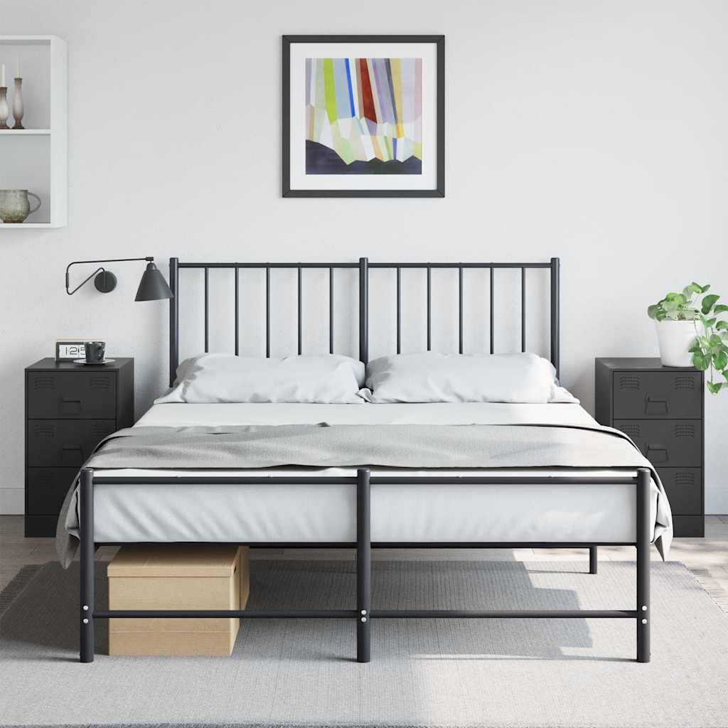 Bedside Cabinets 2pcs Black 34.5x39x62 cm Steel - vid-841776 - Discount Dealers