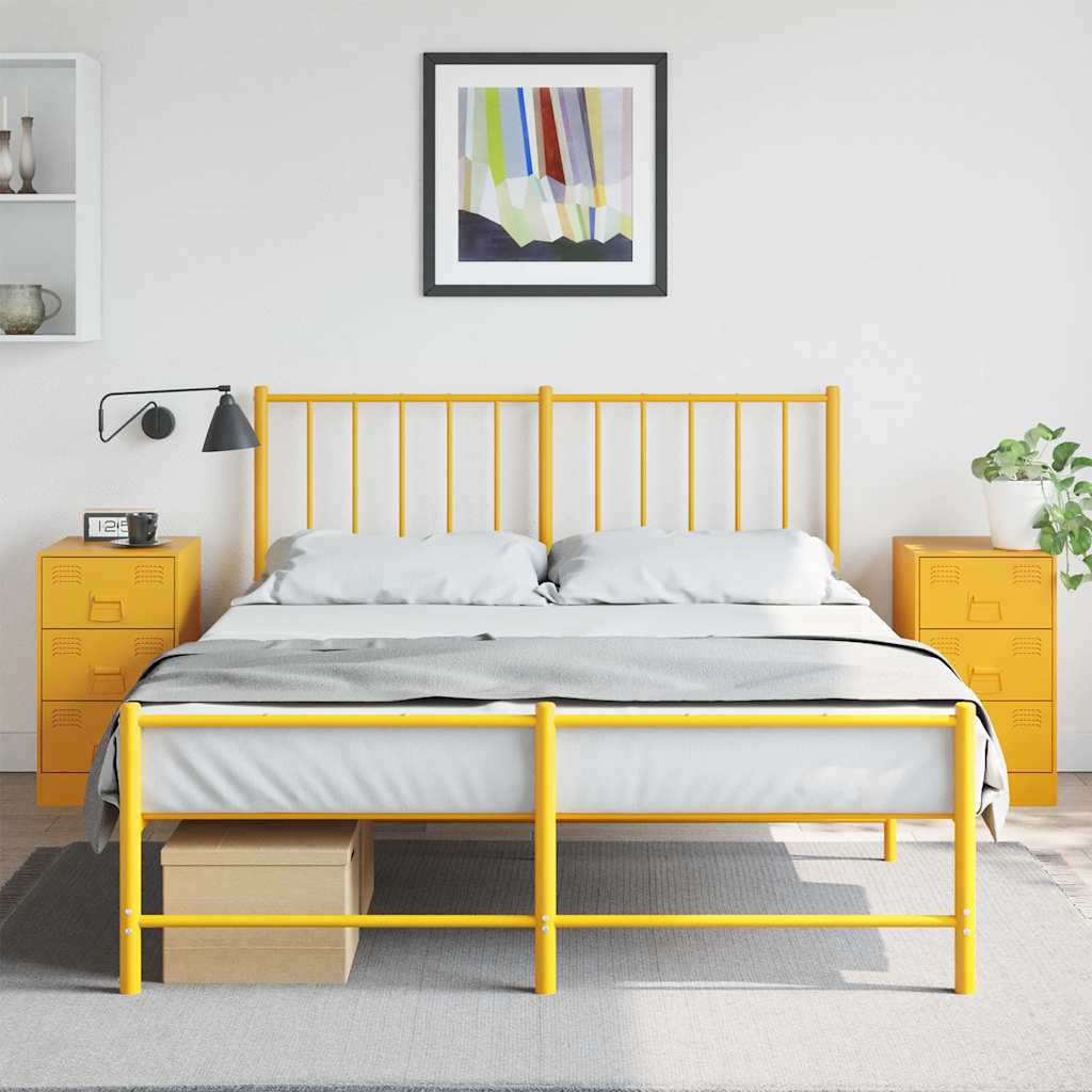 Bedside Cabinets 2 pcs Mustard Yellow 34.5x39x62 cm Steel - vid-841782 - Discount Dealers