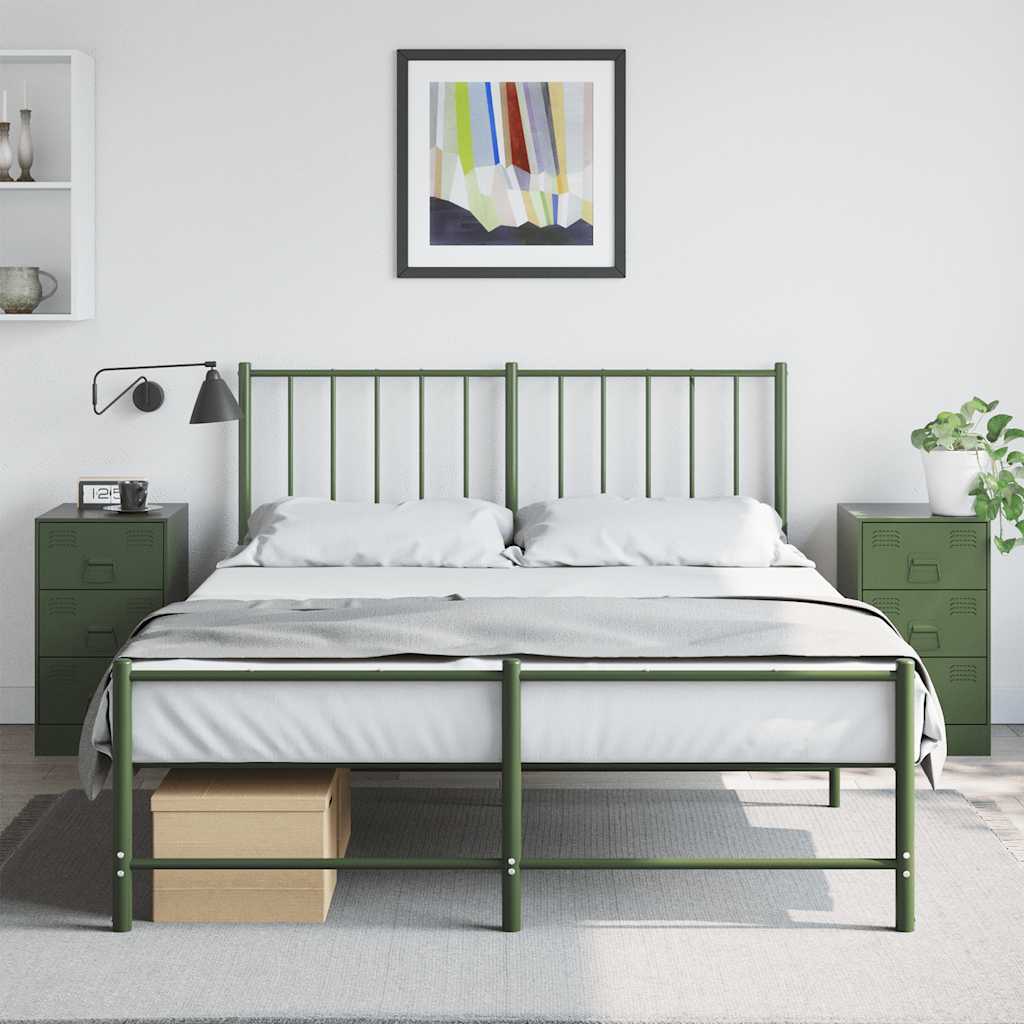 Bedside Cabinets 2 pcs Olive Green 34.5x39x62 cm Steel - vid-841784 - Discount Dealers