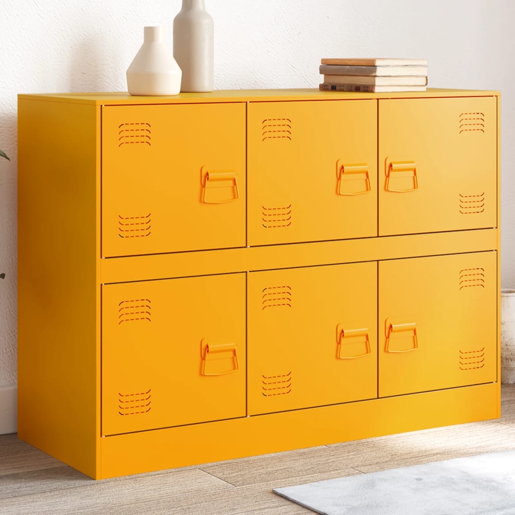 Sideboard Mustard Yellow 99x39x73 cm Steel - vid-841796 - Decor Base