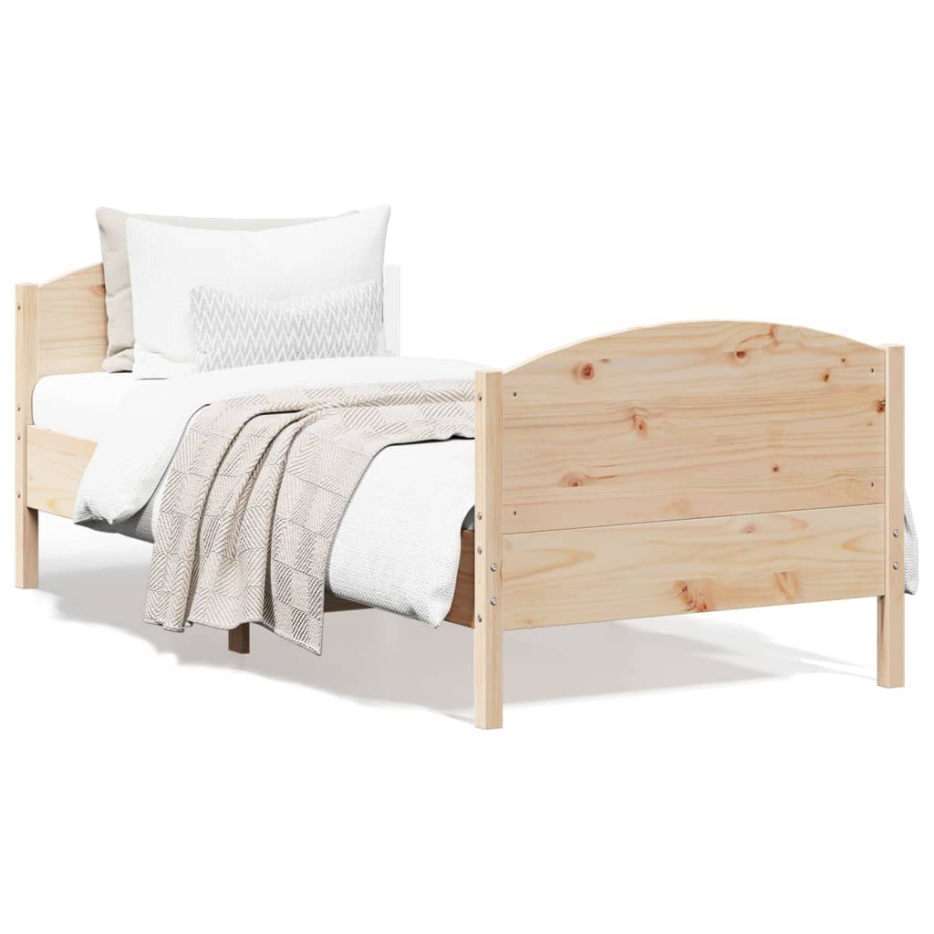 Bed Frame with Headboard 100x200 cm Solid Wood Pine - All Things Good