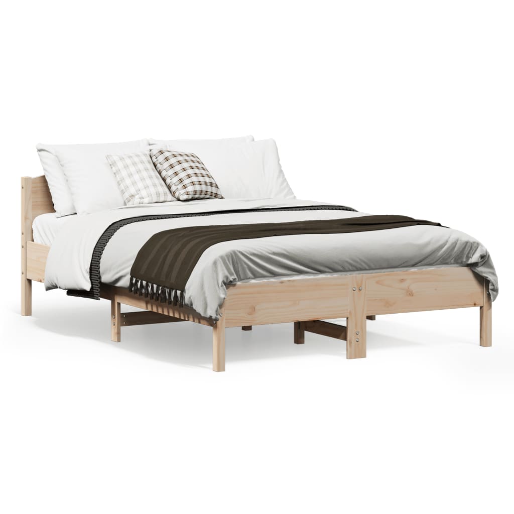 Bed Frame with Headboard 135x190 cm Double Solid Wood Pine - Style and Chic