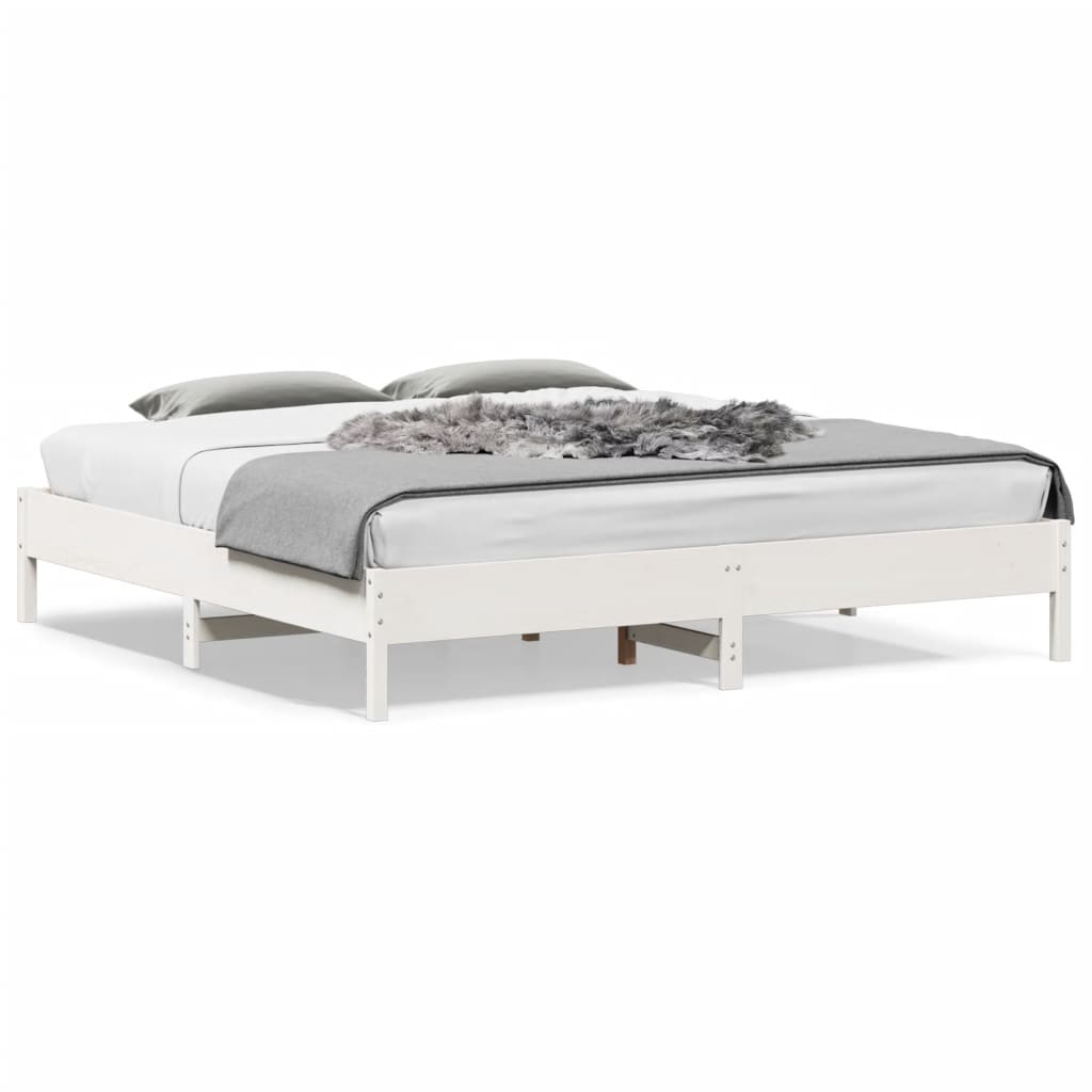 Bedframe White 180x200cm Super King Solid Wood Pine - Merlin Deals