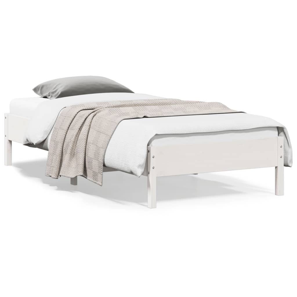 Bedframe White 100x200cm Solid Wood Pine - Style and Chic