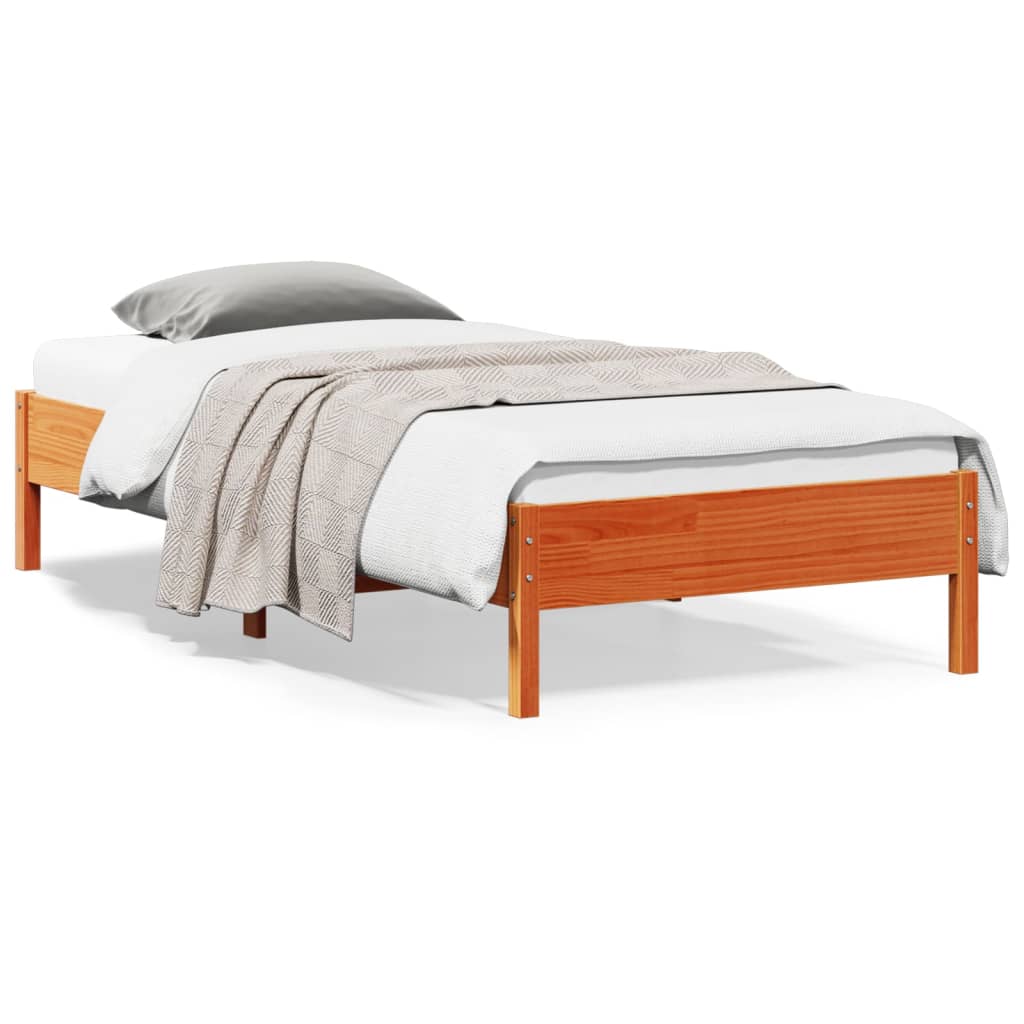 Bedframe Wax Brown 90x200cm Solid Wood Pine - Unbeatable Bargains