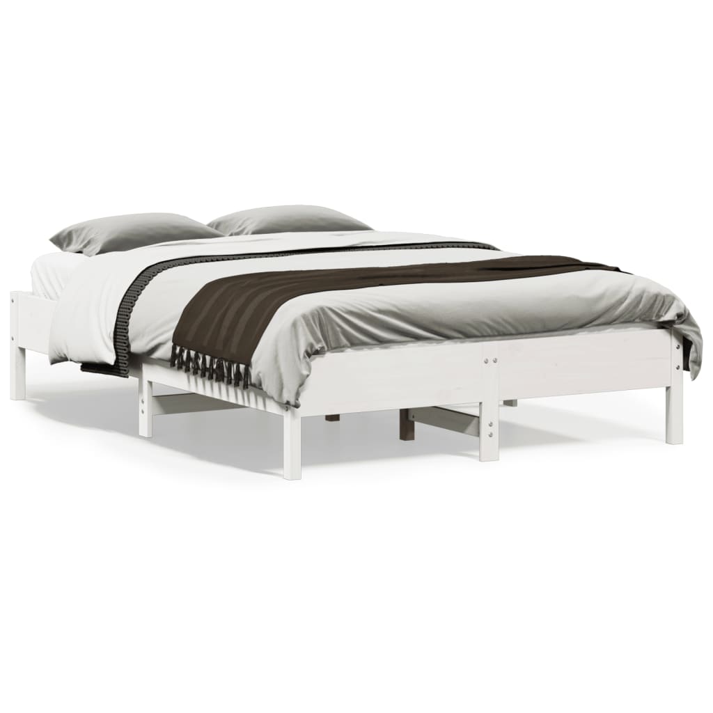 Bedframe White 140x190cm Solid Wood Pine - Tyrell & Tyrell