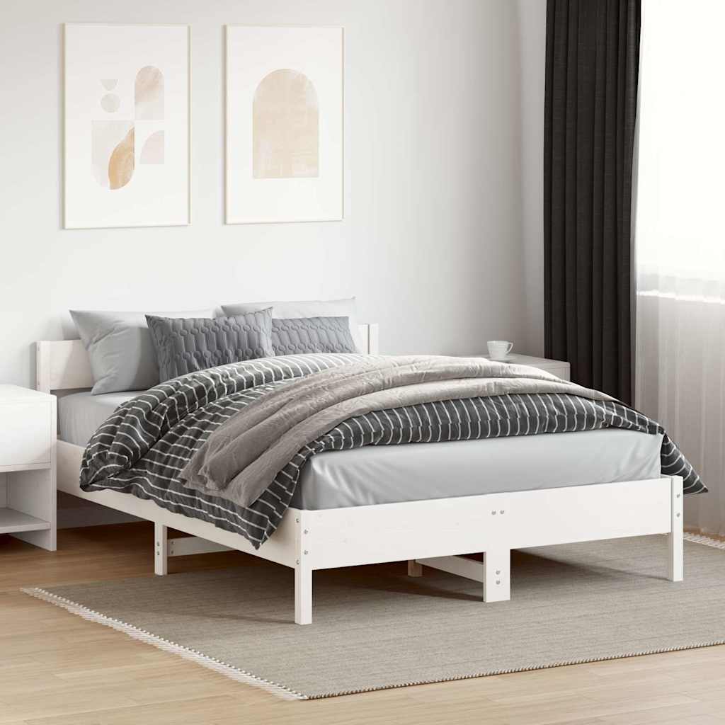 Bedframe White 120x200cm Solid Wood Pine - Tyrell & Tyrell