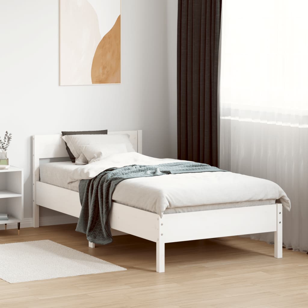 Bedframe White 90x200cm Solid Wood Pine - Tyrell & Tyrell