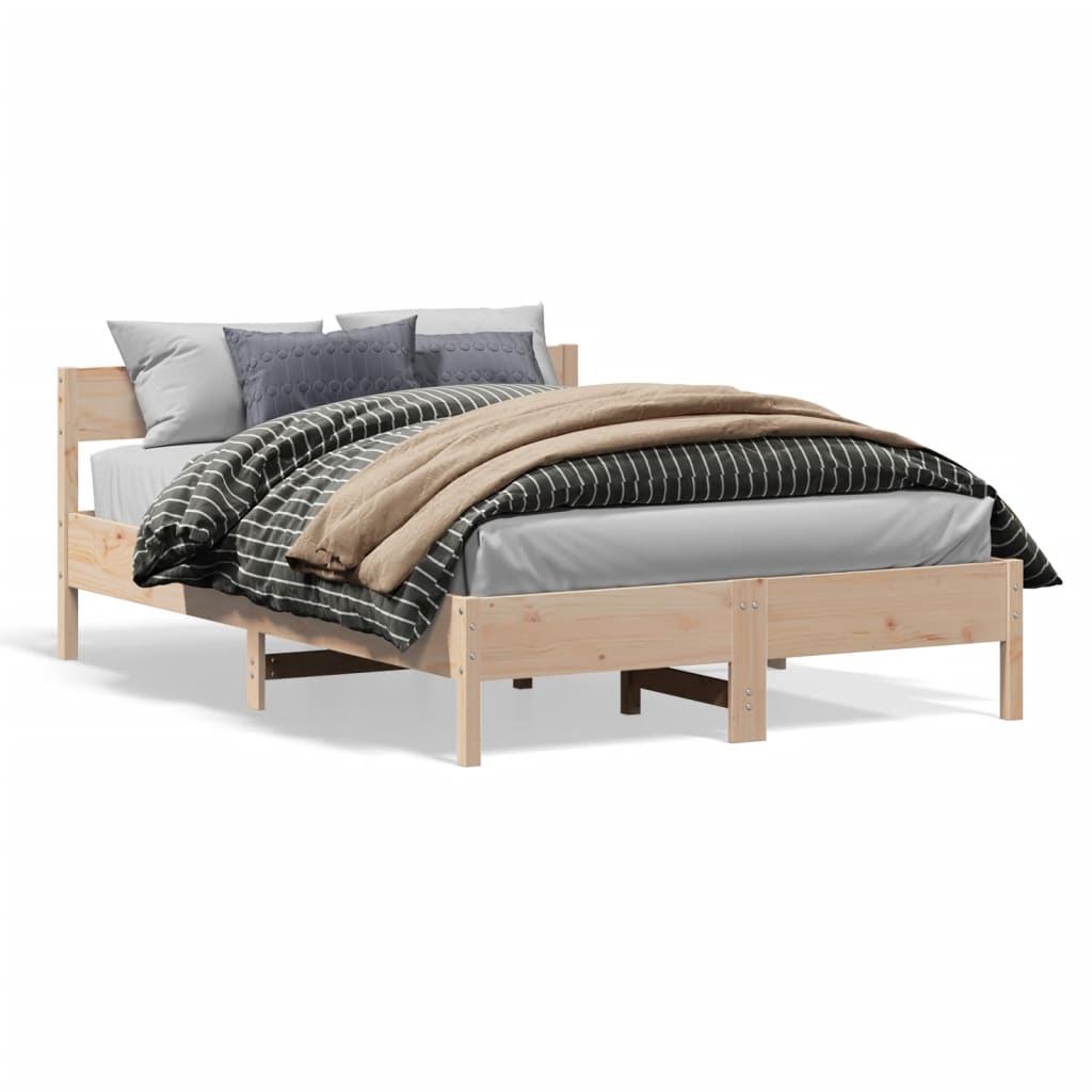 Bed Frame with Headboard 120x190 cm Small Double Solid Wood Pine - Style and Chic