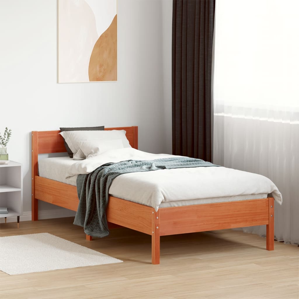 Bedframe Wax Brown 75x190cm Small Single Solid Wood Pine - Casper Homes