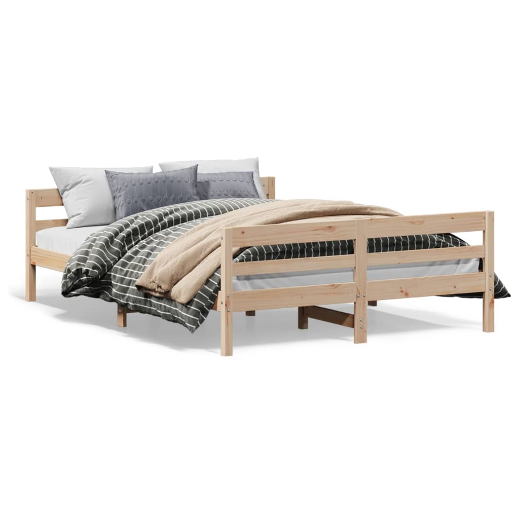 Bed Frame with Headboard 120x200 cm Solid Wood Pine - Brittle & Co