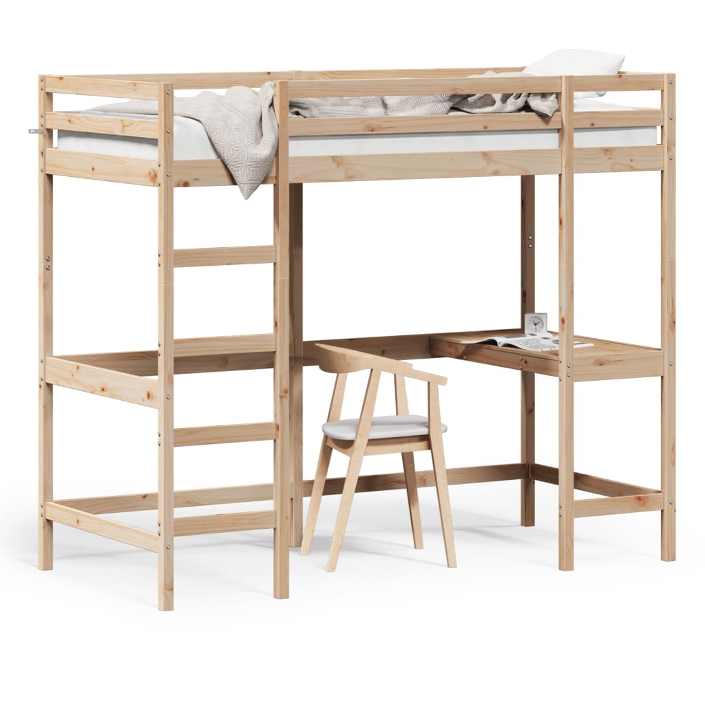 Loft Bed with Desk 90x200 cm Solid Wood Pine - All Things Good