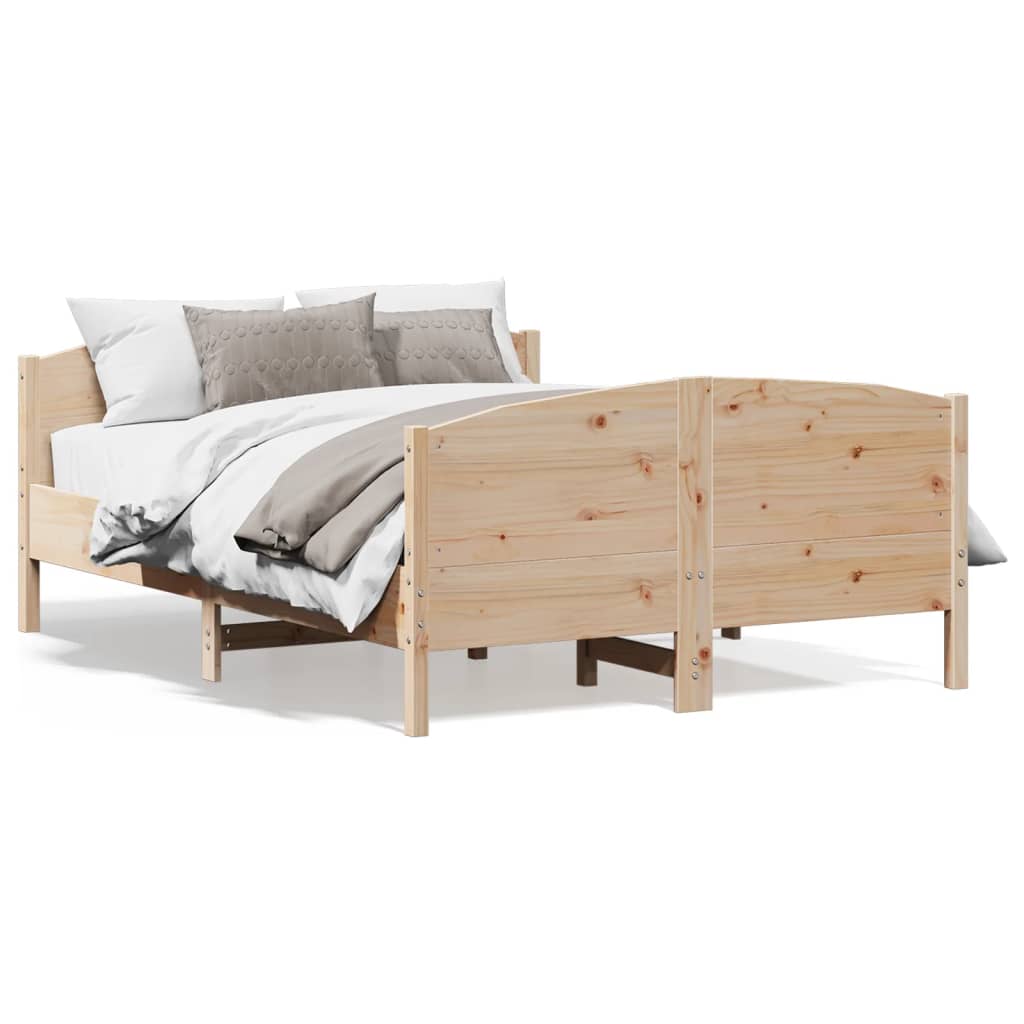Bed Frame with Headboard 135x190 cm Double Solid Wood Pine - The Home Maker