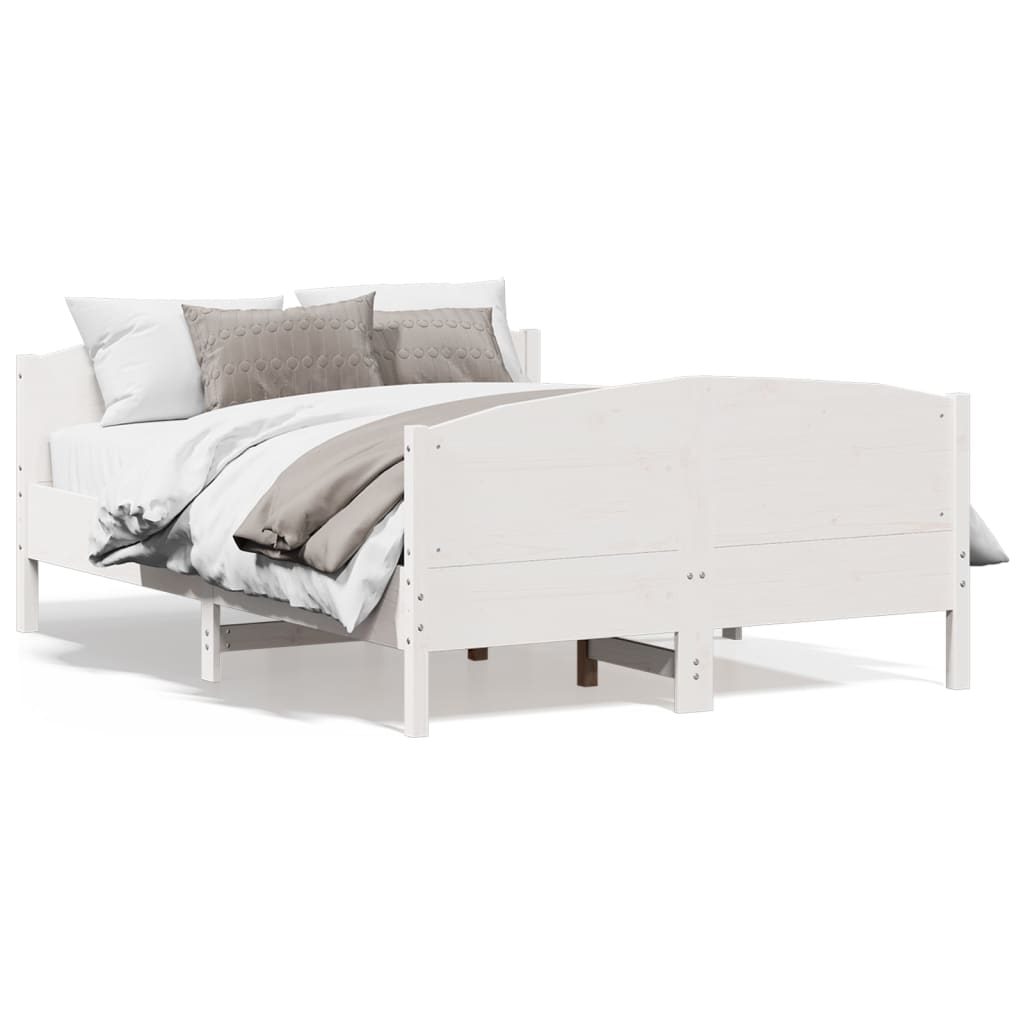 Bed Frame with Headboard White 120x190 cm Small Double Solid Wood Pine - All Things Good