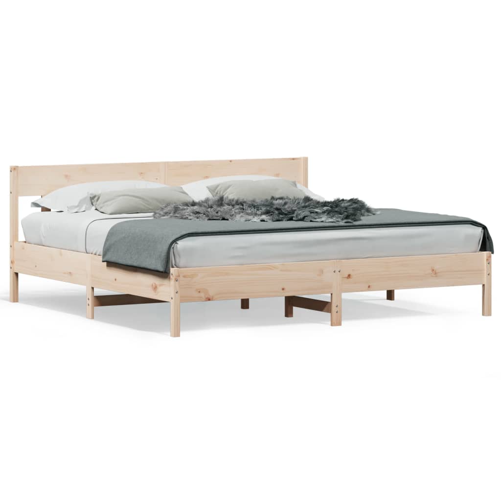 Bed Frame with Headboard 200x200 cm Solid Wood Pine - All Things Good