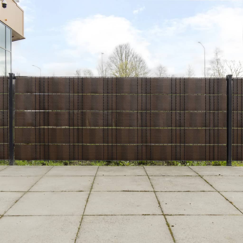 Balcony Screens 10 pcs Brown and Black 255x19 cm Poly Rattan - Charlotte Dunes