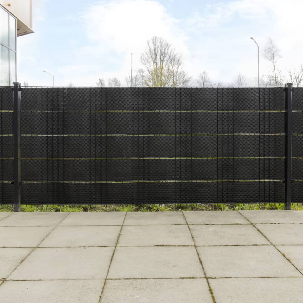 Balcony Screens 5 pcs Black 255x19 cm Poly Rattan - Charlotte Dunes